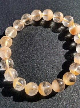 「甜橙」橘色系天然兔毛水晶女红发晶手串聚宝盆红幽灵半盆水晶