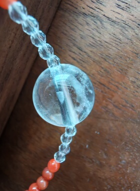 天然南红小珠配白水晶单珠锁骨链女款单圈时尚