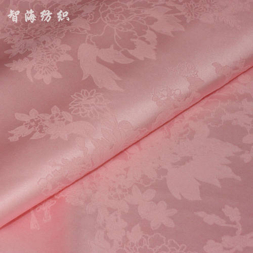 墨绿色粉色黑色白色缎面暗纹提花缎旗袍汉服连衣裙绸缎布料面料夏 - 图0
