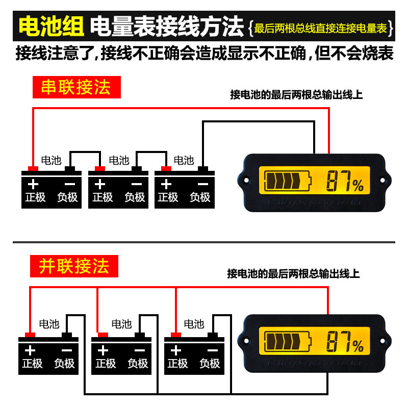 12V24V36V48V60V三元锂电池铅酸蓄电池电量显示器电压电量表LY6W-图0