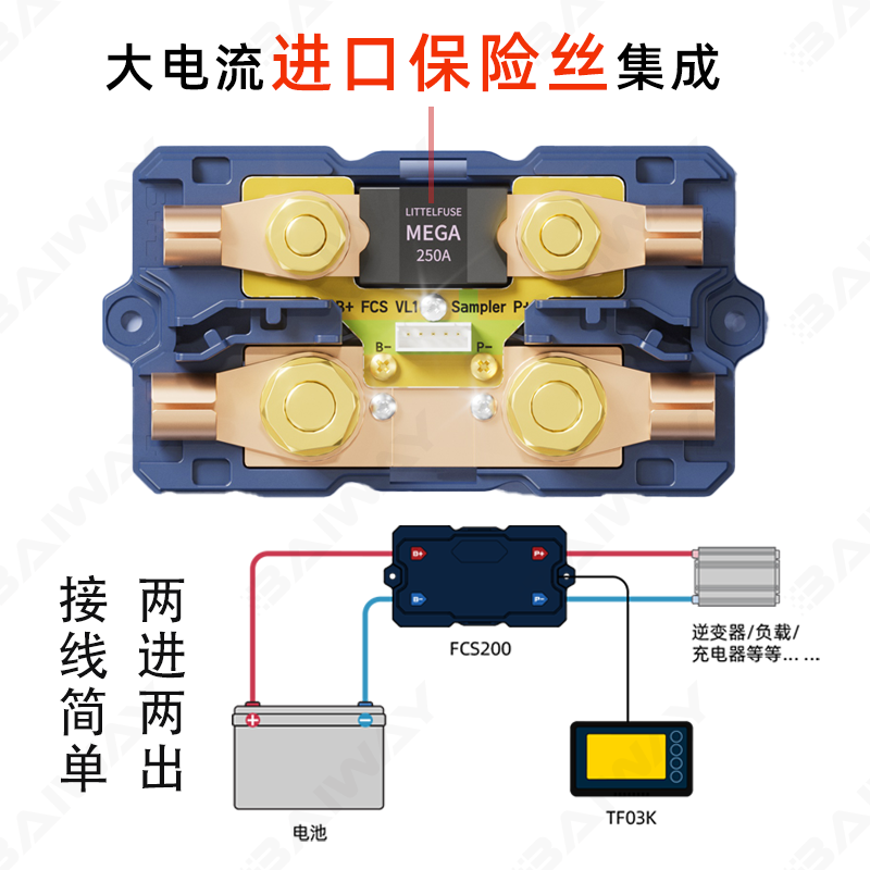 FCS200采样器TF03K库仑计电量显示器电动车房车锂电池电量显示表-图0