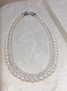 诸暨珍珠高品质高亮近圆天然淡水珍珠叠戴珠链一款多戴项链