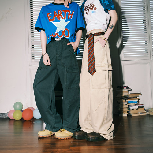 lemanism美式复古纯色牛仔裤工装裤男2025新款春秋季直筒休闲裤 - 图0