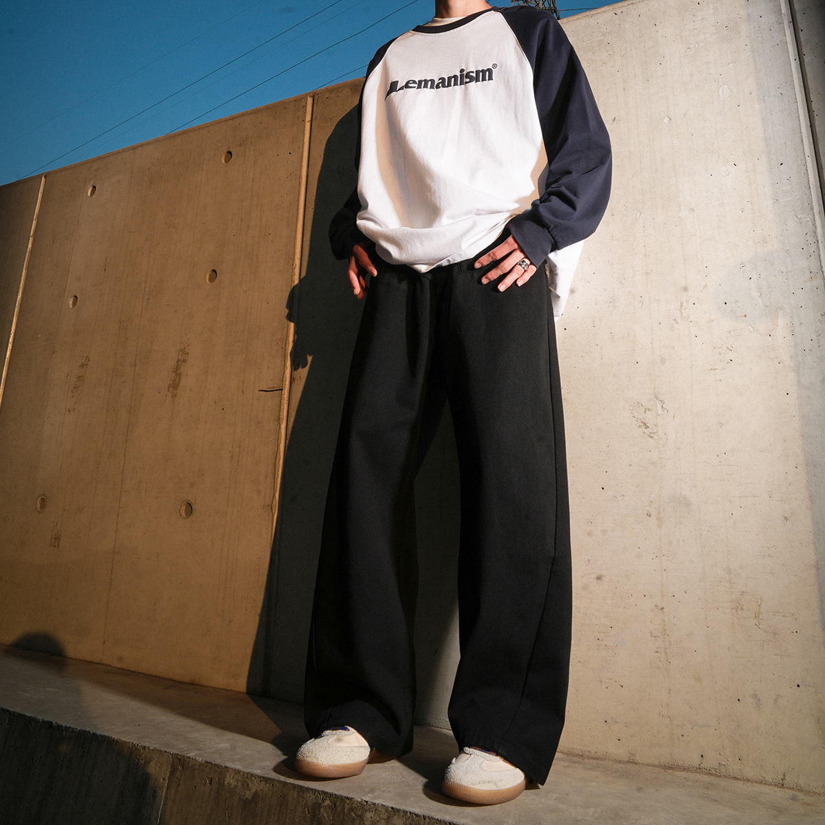 lemanism卡其色裤子男2025春秋情侣款长裤直筒cleanfit工装休闲裤 - 图1