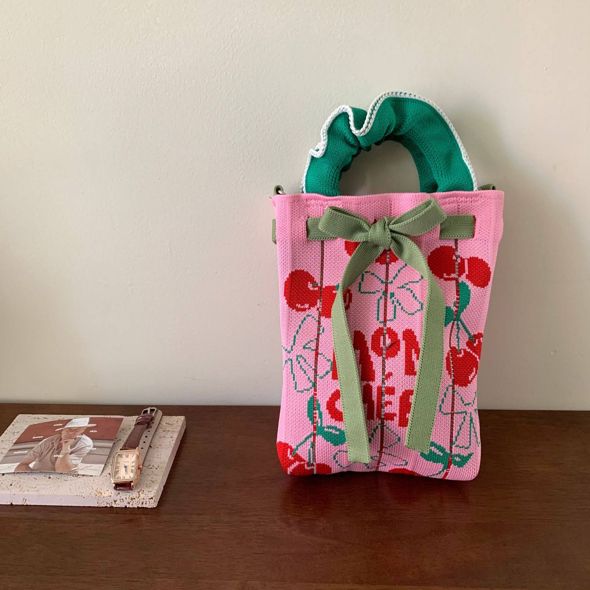 可爱猫咪针织包手提袋毛线编织包可爱猫咪手机包遛娃包小孩包钥匙,淘宝优惠券,粉丝福利购,淘宝优惠卷