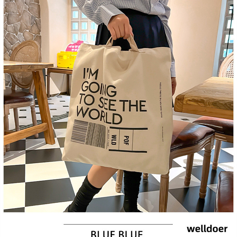 超大容量手提单肩帆布包简约字母休闲托特包布袋时尚大学生日韩潮,淘宝优惠券,粉丝福利购,淘宝优惠卷