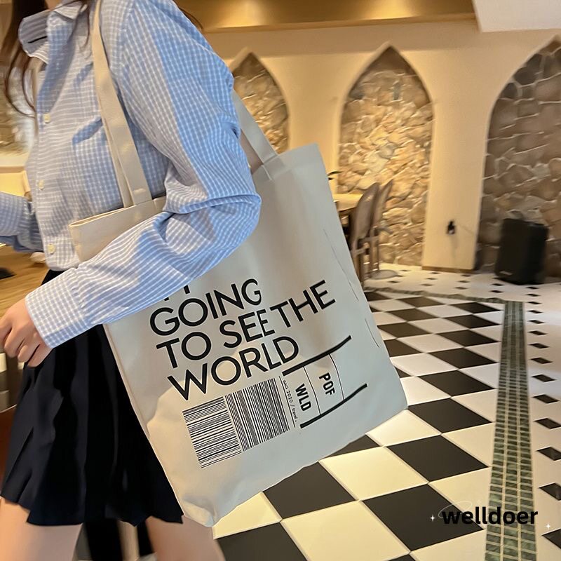 超大容量手提单肩帆布包简约字母休闲托特包布袋时尚大学生日韩潮,淘宝优惠券,粉丝福利购,淘宝优惠卷