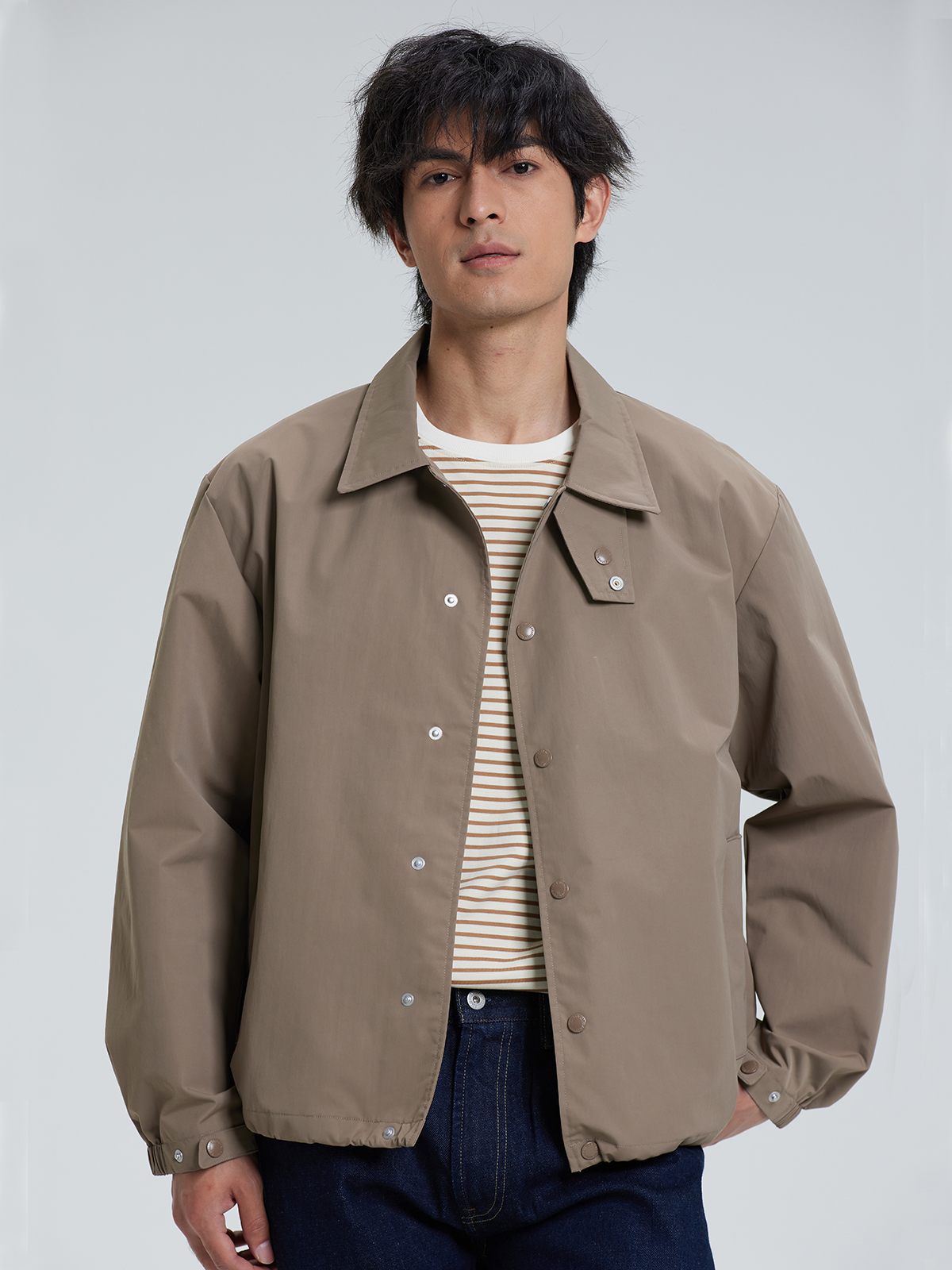 NATIVEWELL教练夹克高密度尼龙2L防水TORAY定制面料宽松短款版型 - 图1