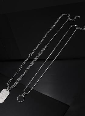 双层嘻哈项链女百搭毛衣链2025
