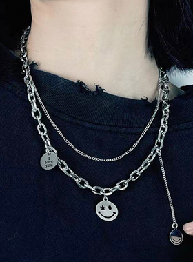 笑脸项链女嘻哈小众潮牌饰品新款