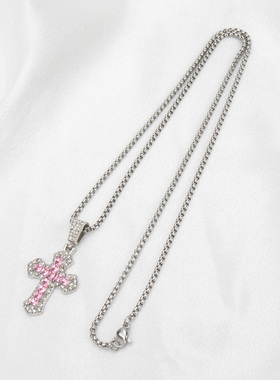 十字架镶钻项链女小众百搭毛衣链