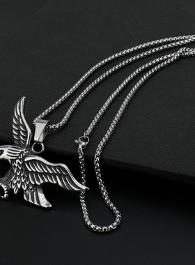BAZ钛钢雄鹰展翅项链不退色配饰