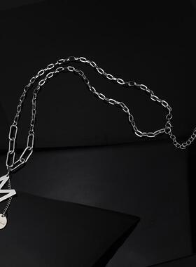 M字母嘻哈时尚潮轻奢小众项链