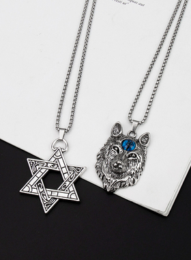 朋克狼头吊坠男士恶魔之眼个性