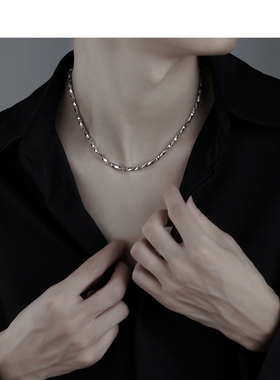 莫比乌斯不掉色钛钢项链男简约男潮轻奢龙骨链小众设计菱形锁骨链