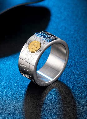 印第安日系潮货金乌男士钛钢戒指