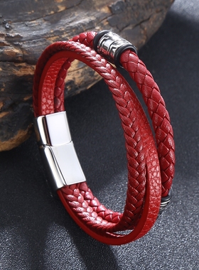 龙年情侣钛钢本命年转运手链