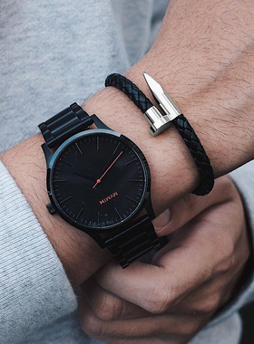 欧美风钉子黑色男士百搭手表配饰