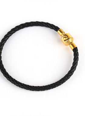 diy替换转运珠真皮编织手绳