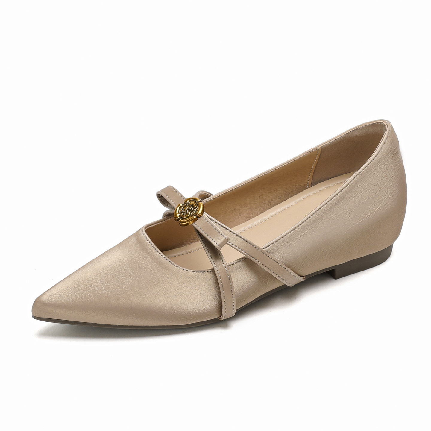 羊皮版~小香风内增高单鞋女春秋浅口伴娘鞋尖头玛丽珍鞋大码女鞋