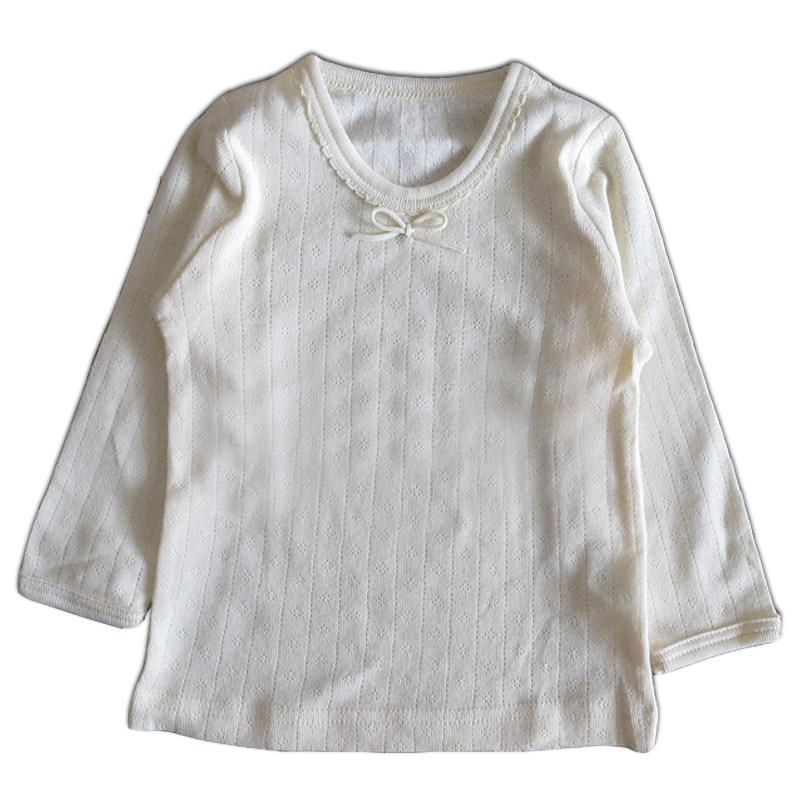 女童打底衫日系纯棉柔软镂空薄款无荧光长袖低领空调T恤家居衫,淘宝优惠券,粉丝福利购,淘宝优惠卷