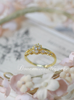 agete温柔软妹风戒指女镀金18k