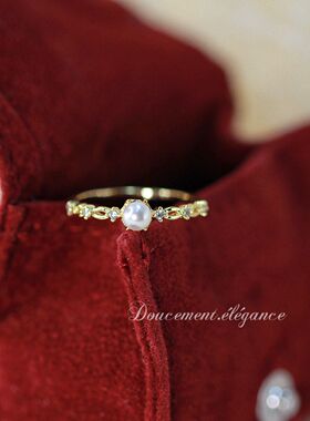 巴黎珍珠agete日系轻奢指环女