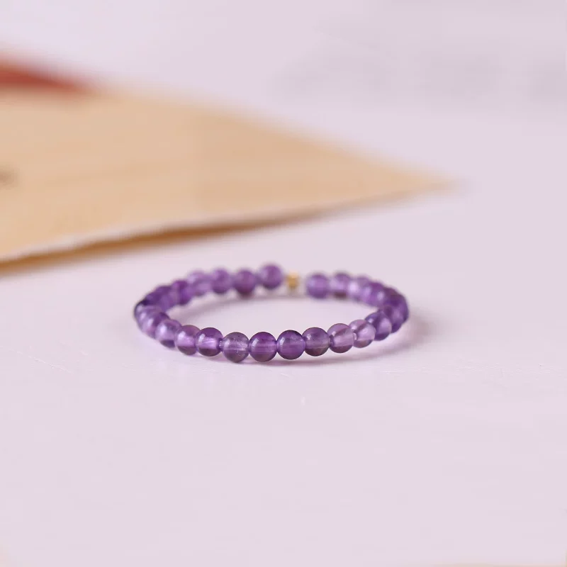 Органическое фиолетовое кольцо с кристаллом аметист, бусин bracelet, большой защитный талисман на удачу