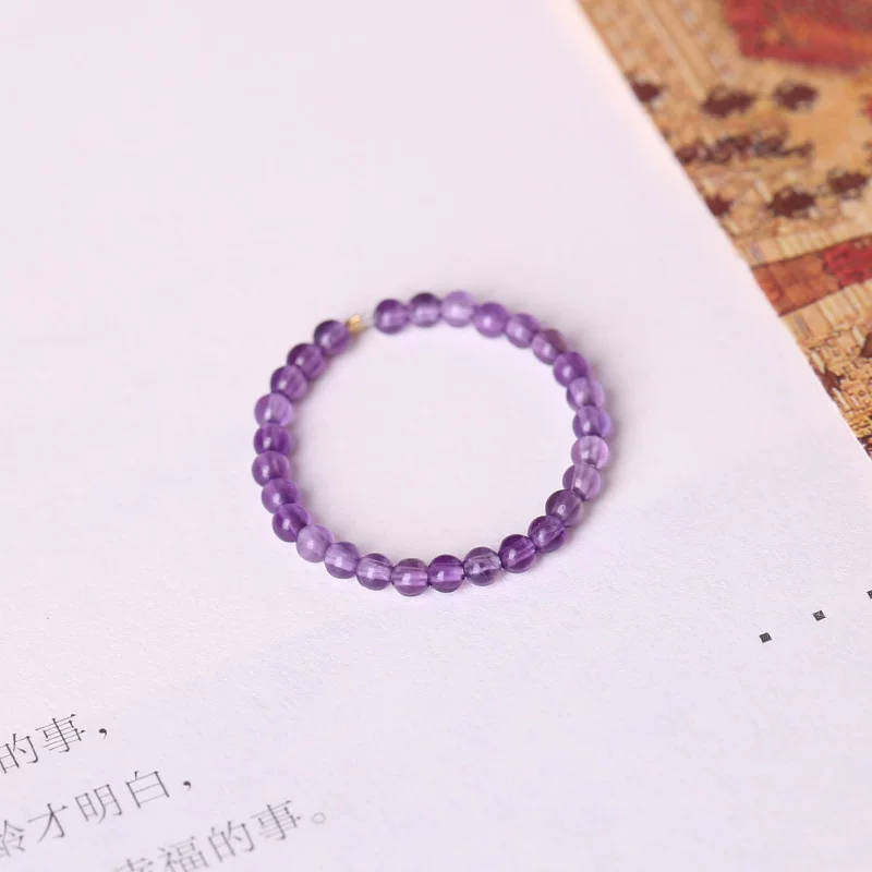 Органическое фиолетовое кольцо с кристаллом аметист, бусин bracelet, большой защитный талисман на удачу