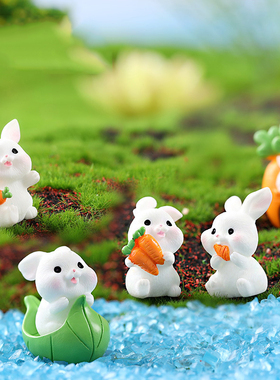 萌兔推车叶子船园艺饰品公仔手办
