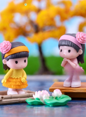 卡通小女孩可爱娃娃礼物模型玩具男孩情侣装饰造景摆件儿童早教