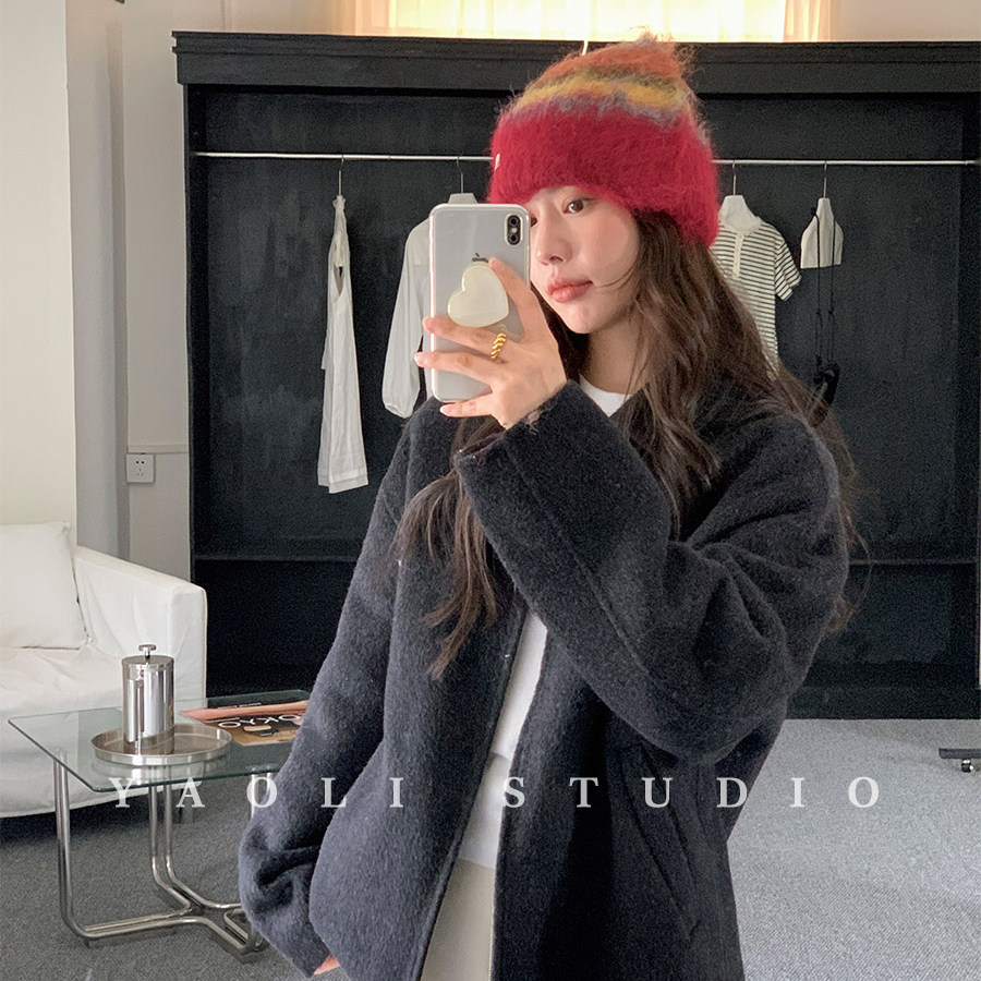 YAOLI配色hin好看～韩系秋冬ins氛围感毛绒套头帽子保暖手套女潮