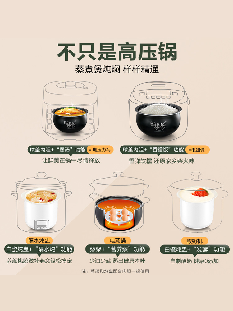 苏泊尔电压力锅家用智能3L高压力锅迷你小饭煲锅特价2-3-4人正品