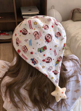 可爱睡帽女款尖尖帽防头风不压头发偏头痛产妇坐月子帽章鱼哥帽子
