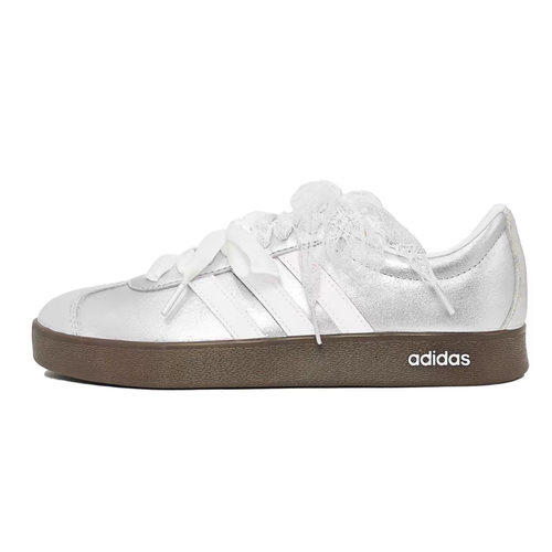 adidas VLCOURT2.0涂鸦简约百搭防滑学院风低帮板鞋银色定制鞋 - 图1