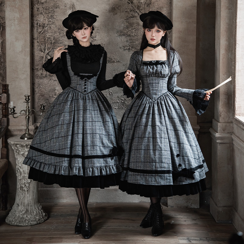 来信与诗· 昨日之信｜WP原创副牌 格纹鱼骨托胸op双子秋冬lolita,淘宝优惠券,粉丝福利购,淘宝优惠卷