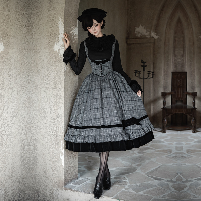 来信与诗· 昨日之信｜WP原创副牌 格纹鱼骨托胸op双子秋冬lolita,淘宝优惠券,粉丝福利购,淘宝优惠卷