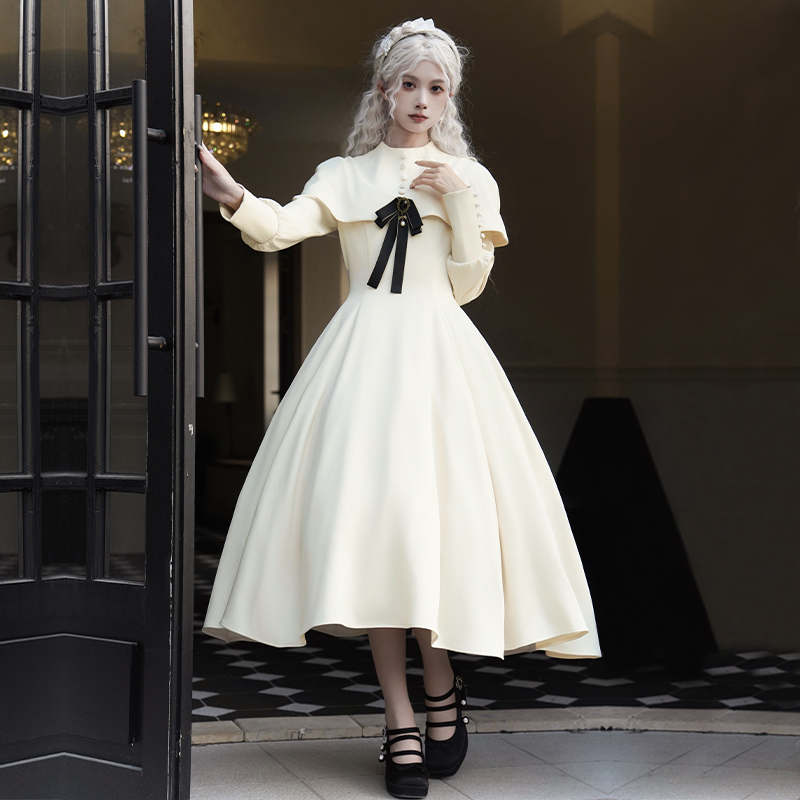 【第十三夜 op】withpuji原创设计 哥特优雅收腰显瘦大摆lo裙三子 - 图1