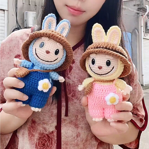 labubu玩偶公仔挂件拉布布钩织diy材料包毛线手工编织钩针制作 - 图3