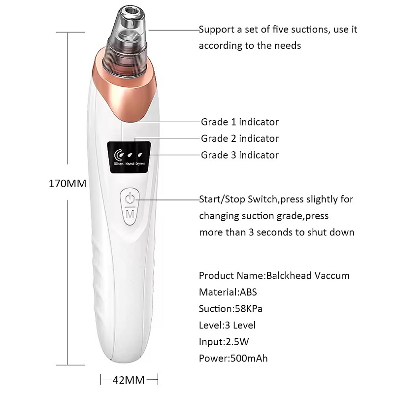 5 in 1 Facial Pore Cleaner Electric Blackhead Remover Vacuum - 图0
