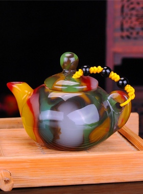 青峰玉业玉器玉器新疆籽料和田玉彩白玉酒壶手把件玉把件小酒壶羊