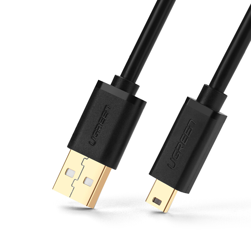 绿联T头数据线USB2.0转Mini USB数据线 Mini 5pin平板移动硬盘线 - 图1