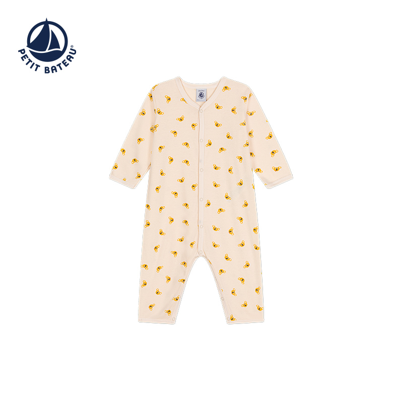 法国小帆船Petitbateau2024春夏新品婴幼儿纯棉印花连体衣A09LU - 图0