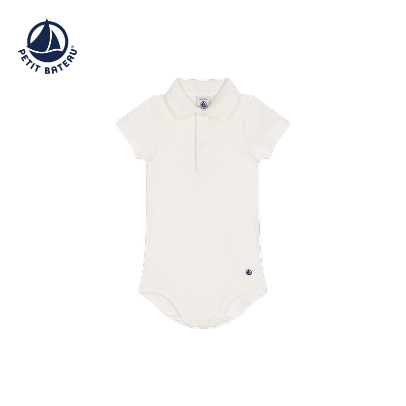 法国小帆船Petitbateau2024早春新品婴幼儿纯棉短袖包屁衣A09ZH - 图0