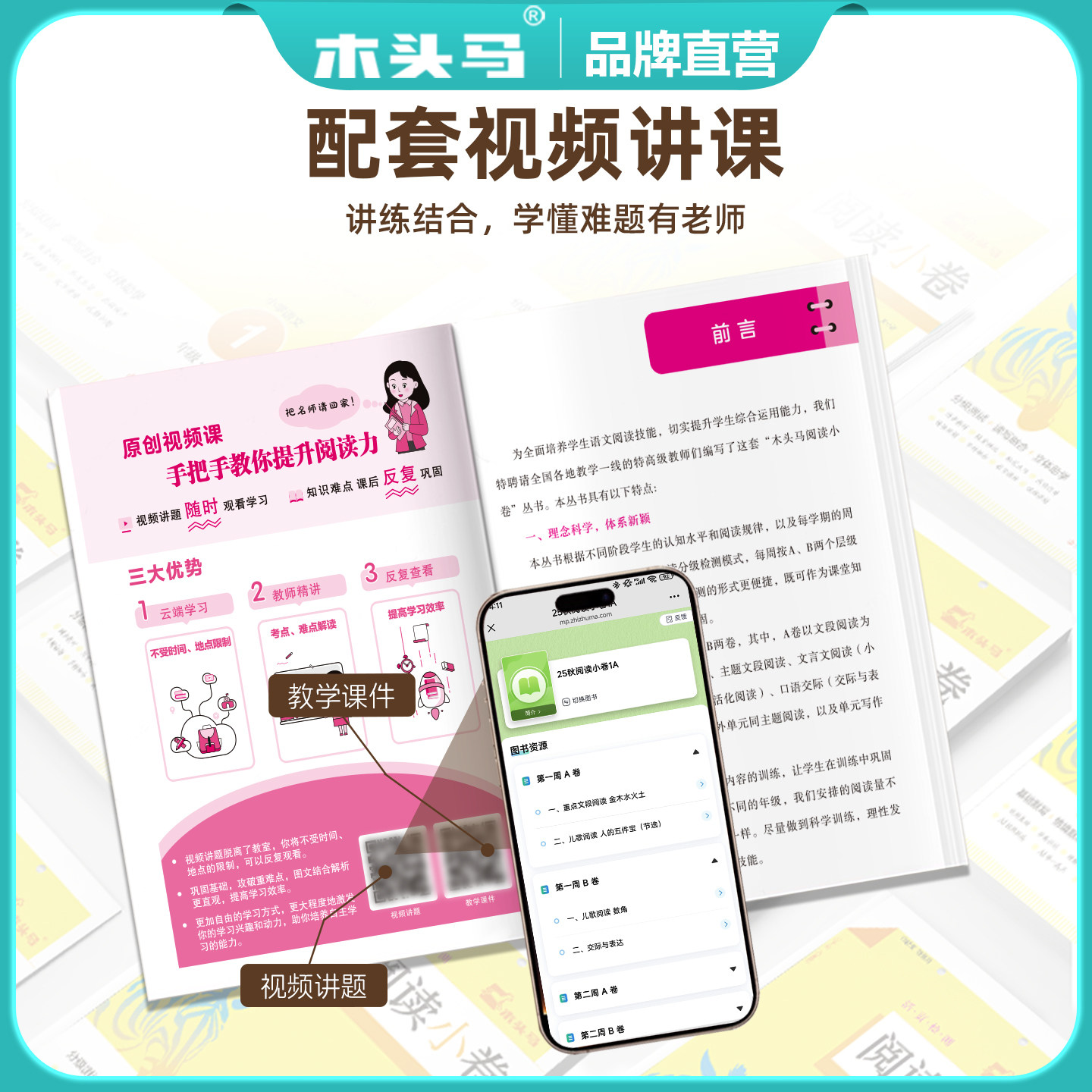木头马阅读小卷小学语文一二三四五六年级AB版上下册全国通用活页检测小卷随堂练成绩即时现配同步教学课件视频讲解 一课一练