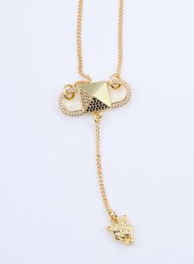 KODICE金色锆石豹子头项链