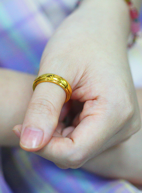 金声情艺999足金素圈戒指男女