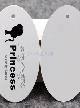 椭圆形状韩版女装吊牌现货 韩文英文异形服装吊牌现货印刷订做