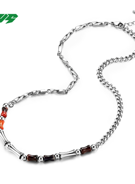 EBYG竹节玛瑙拼接链条男生项链男潮冷淡锁骨链嘻哈小众设计高级感