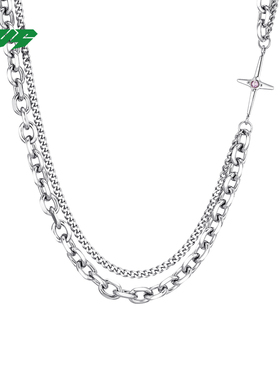 EBYG星芒叠戴项链男生中性潮牌小众配饰男士古巴链条嘻哈卫衣链女